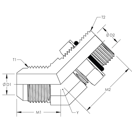 World Wide Fittings JIC to O-Ring 45 Degree Elbow Stainless Steel 6802X12X12SS